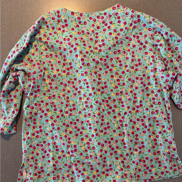 Vintage Canon  Mint Green and Red women’s Pajama Set Cherry print. SZ LARGE - Picture 3 of 10